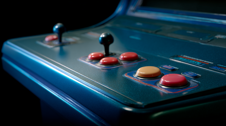 detailed photo of a retroarcade buttons console on one side