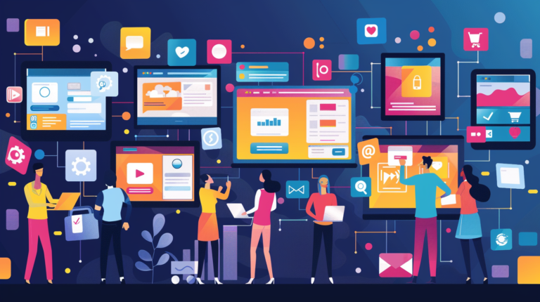 A digital marketing concept illustration showing