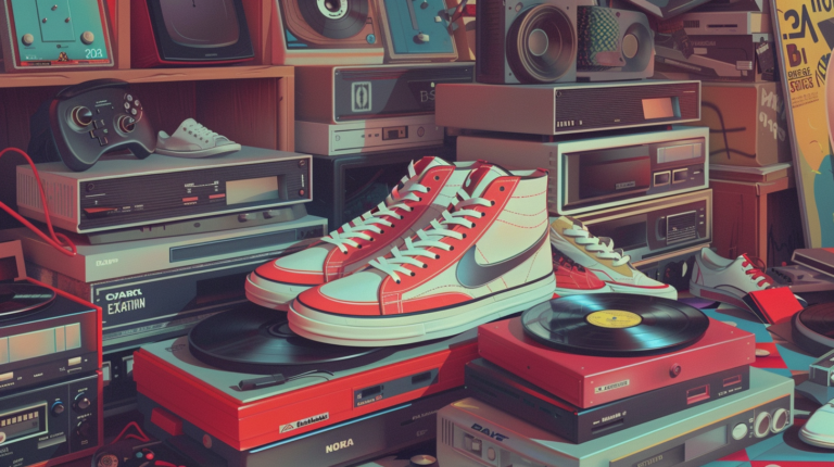 A visually striking illustration representing vintage nike and other retro stuff