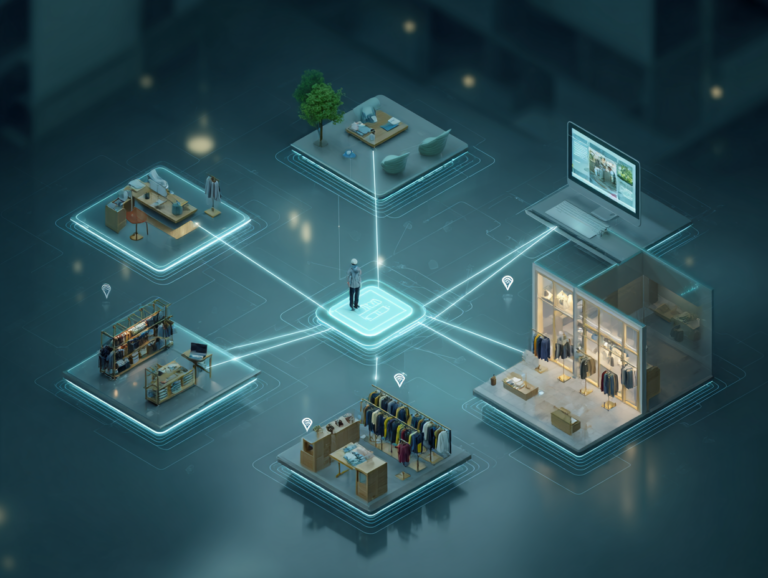 Seamless customer journey concept, one person using smartphone