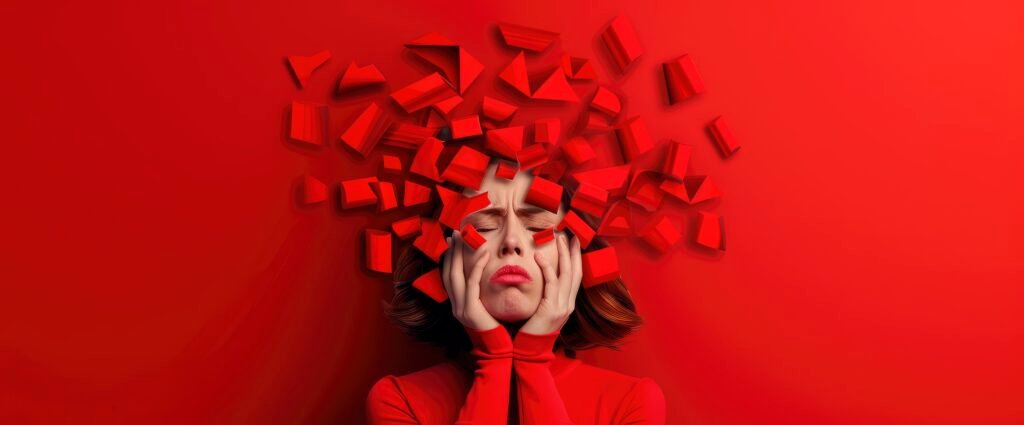 Flat design of an unhappy female, representing emotional disorders and mental health challenges