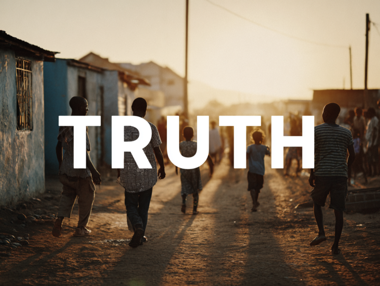 A brand logo with a simple, powerful message of truth and authenticity, with images of real people around it.