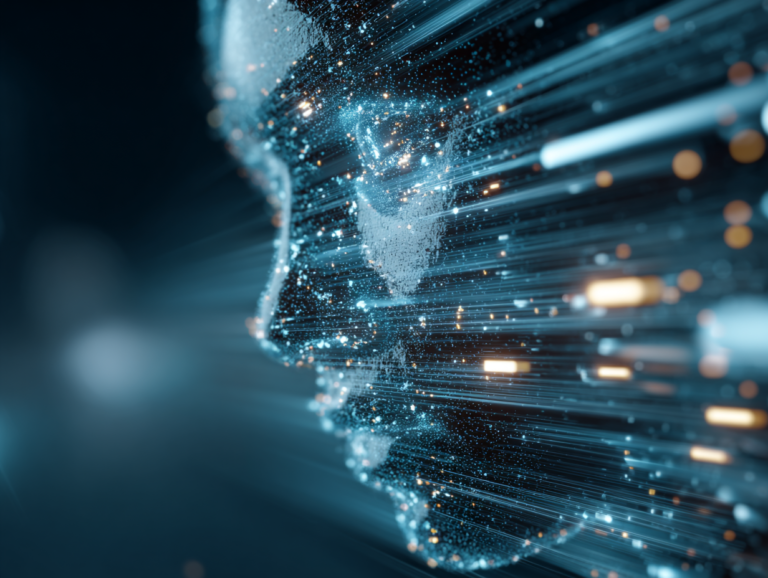 A dynamic visualization of AI data processing for marketing personas