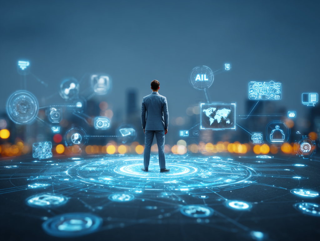 A futuristic digital marketing landscape in 2025