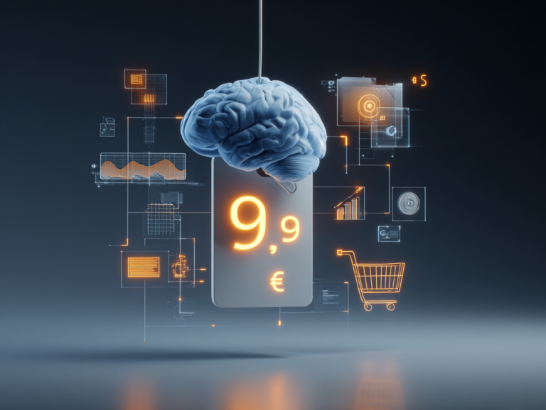 A sleek, modern digital concept illustrating the psychology of pricing