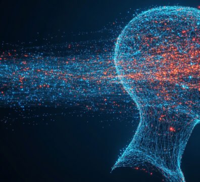 Digital nerves network running through Side of face of Child's Mind and Brain Activity Concept, Scientific Visualization of Neural Connections, Education and Psychological Development in Children