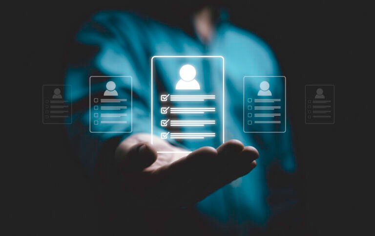 Businessman management holding selection resume for human resource and development recruits employees who pass exam and interview concept.