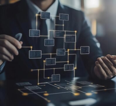 Businessman Interacting with a Digital Network