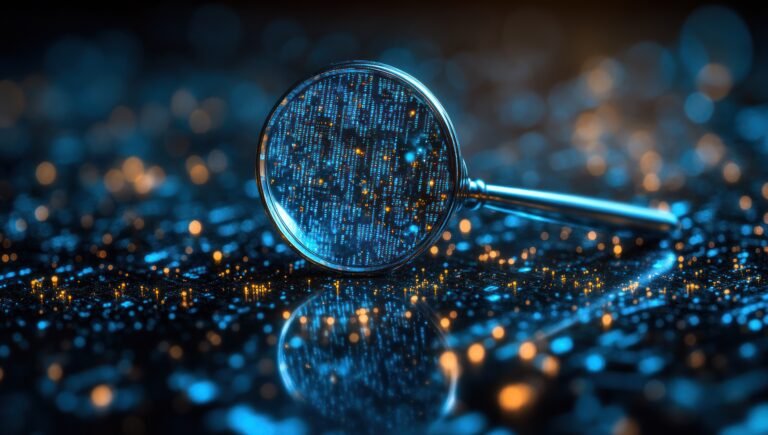 Magnifying Glass on a Digital Background