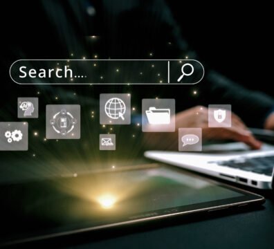 Business person conducts search engine research, extracting valuable data for strategic decisions. Utilizing search engines for comprehensive research and SEO data analysis. UUID