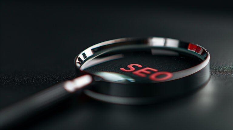 magnifying glass with SEO letter in red, SEO concept or Search Engine Optimization, Idea, Strategy and advertising or marketing, Keyword and Content planning