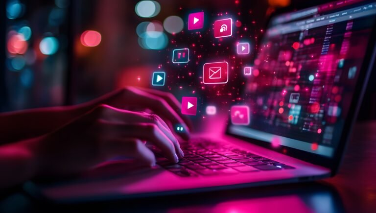 Video Content Management and Streaming Concept, Person Interacting with Digital Media Interface