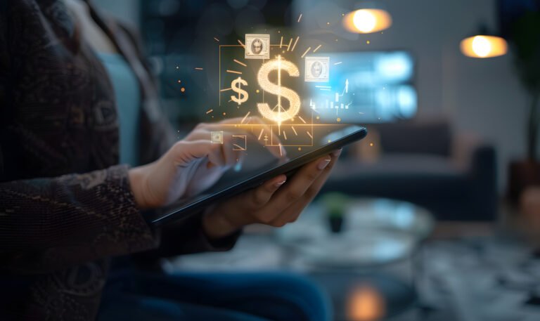 woman-is-using-tablet-with-dollar-sign-it