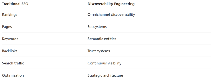 Traditional SEO vs Discoverability Engineering
